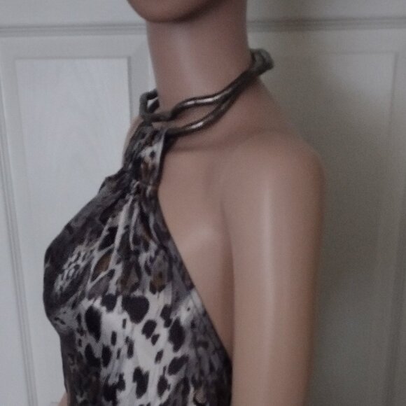 Rachael G. Satin Animal Print Summer Dress, Size M - Picture 7 of 14